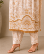 Noor-e-Ivory Emboridered Printed 3 Piece Lawn Suit - Ivory Gold - Image 6