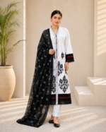 Ivory Noir 3 Piece Embroidered Stitched Suit
