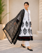 Ivory Noir 3 Piece Embroidered Stitched Suit - Image 3