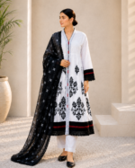 Ivory Noir 3 Piece Embroidered Stitched Suit - Image 4