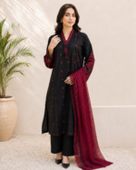 Crimson Noir 3 Piece Embroidered Stitched Shirt
