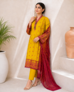 Marigold Majesty 3 Piece Embroidered Stitched Shirt