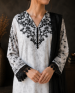 Shadow & Pearl 3 Piece Embroidered Stitched Shirt - Image 3