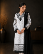 Shadow & Pearl 3 Piece Embroidered Stitched Shirt - Image 4