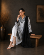 Shadow & Pearl 3 Piece Embroidered Stitched Shirt - Image 5