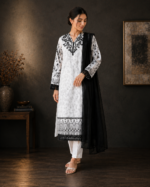 Shadow & Pearl 3 Piece Embroidered Stitched Shirt