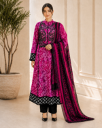 Magenta Bandhani Printed 3 Piece Stitched Frock Suit DR-1167 - Image 2