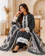 Noir Elegance 3 Piece Embroidered Stitched Suit - Image 4