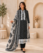 Noir Elegance 3 Piece Embroidered Stitched Suit