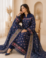 Sapphire Bloom 3 Piece Embroidered Stitched Suit - Image 5