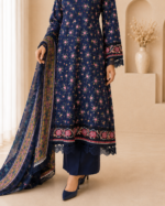 Sapphire Bloom 3 Piece Embroidered Stitched Suit - Image 3
