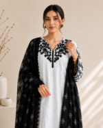 Arctic Elegance 3 Piece Embroidered Stitched Suit - Image 3