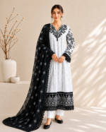 Arctic Elegance 3 Piece Embroidered Stitched Suit