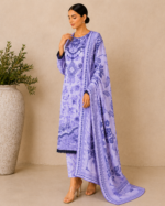 Noor-e-Ivory Emboridered Printed 3 Piece Lawn Suit - Icy Lavender - Image 3