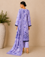 Noor-e-Ivory Emboridered Printed 3 Piece Lawn Suit - Icy Lavender - Image 2
