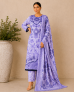 Noor-e-Ivory Emboridered Printed 3 Piece Lawn Suit - Icy Lavender