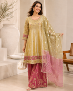 Luminous Embroidered A-Line Ensemble