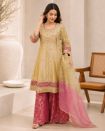 Luminous Embroidered A-Line Ensemble - Image 2