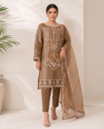 Mocha Elegance Luxury Pret 3 Piece - Stitched