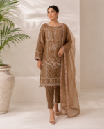 Mocha Elegance Luxury Pret 3 Piece - Stitched - Image 2