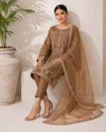 Mocha Elegance Luxury Pret 3 Piece - Stitched - Image 3