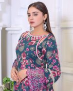 Fleur Élégance Printed Embroidered Lawn Frock Suit  – 3 Piece - Image 5