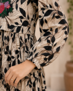 Ebony Blossom Embroidered Lawn Frock Suit with Printed Dupatta – 3 Piece - Image 4
