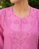 Ethereal Rosé Embroidered Lawn Suit with Shafoon Dupatta – 3 Piece - Image 4