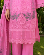 Ethereal Rosé Embroidered Lawn Suit with Shafoon Dupatta – 3 Piece - Image 3