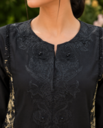 Ethereal Black Embroidered Lawn Suit with Shafoon Dupatta – 3 Piece - Image 4