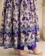 Purple Embroidered Lawn Frock Suit with Printed Dupatta – 3 Piece - Image 6