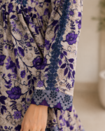 Purple Embroidered Lawn Frock Suit with Printed Dupatta – 3 Piece - Image 5