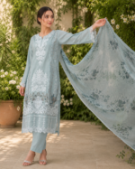 Ethereal Celestial Mist Embroidered Lawn Suit with Shafoon Dupatta – 3 Piece