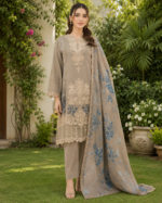 Ethereal Desert Bloom Embroidered Lawn Suit with Shafoon Dupatta – 3 Piece - Image 2