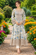 Pastel Floral Printed 3-Piece Stitched Suit with Embroidered Front & Printed Shawl | Directions - Image 2