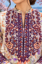 Pastel Floral 3-Piece Stitched Suit with Printed Shawl | Embroidered Front Pakistani Ready-to-Wear Dress - Image 3
