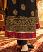 Black & Maroon Embroidered 3-Piece Stitched Frock with Printed Shawl | Pakistani Women’s Ready-to-Wear - Image 3